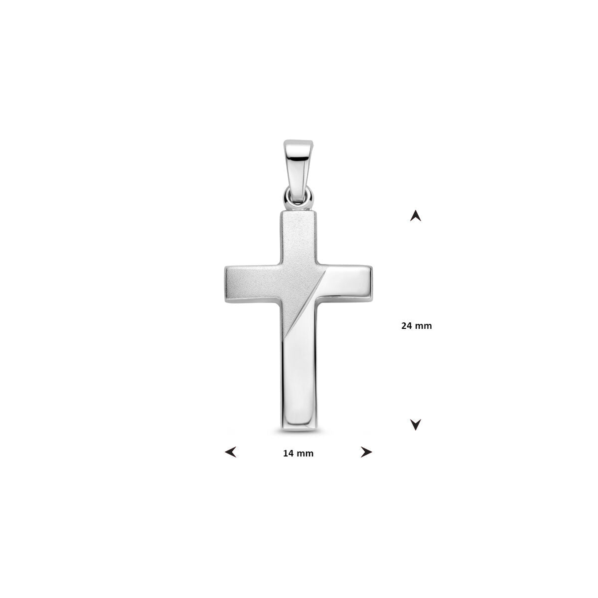 Fantasy Collection Hanger kruis poli/mat gediamanteerd 24 mm zilver