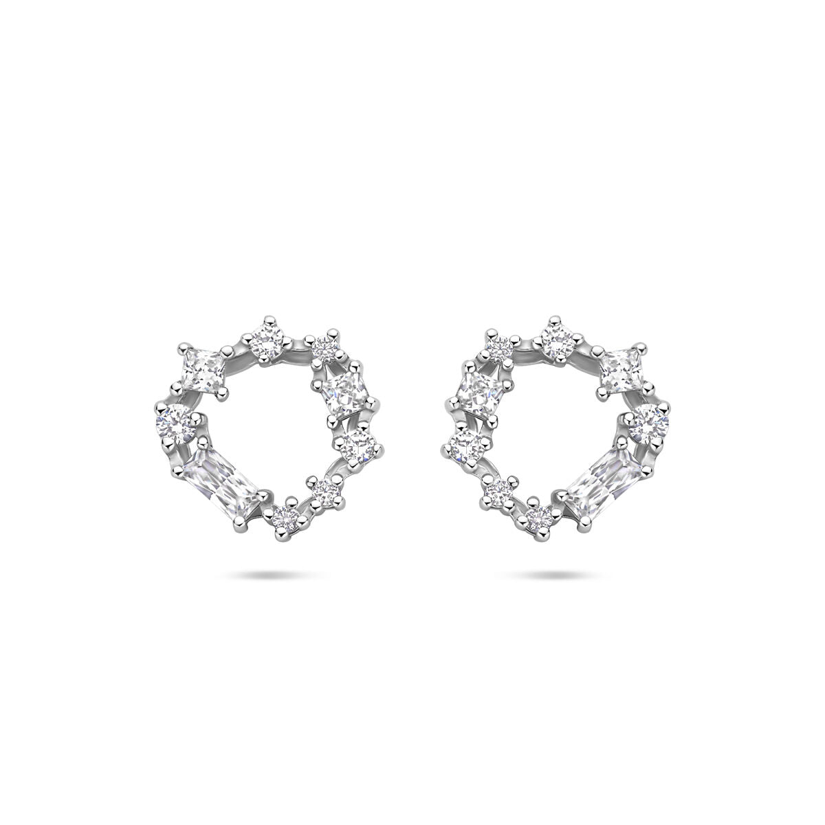 Zilveren gerhodineerde oorknoppen zirkonia 11 mm - 1340827