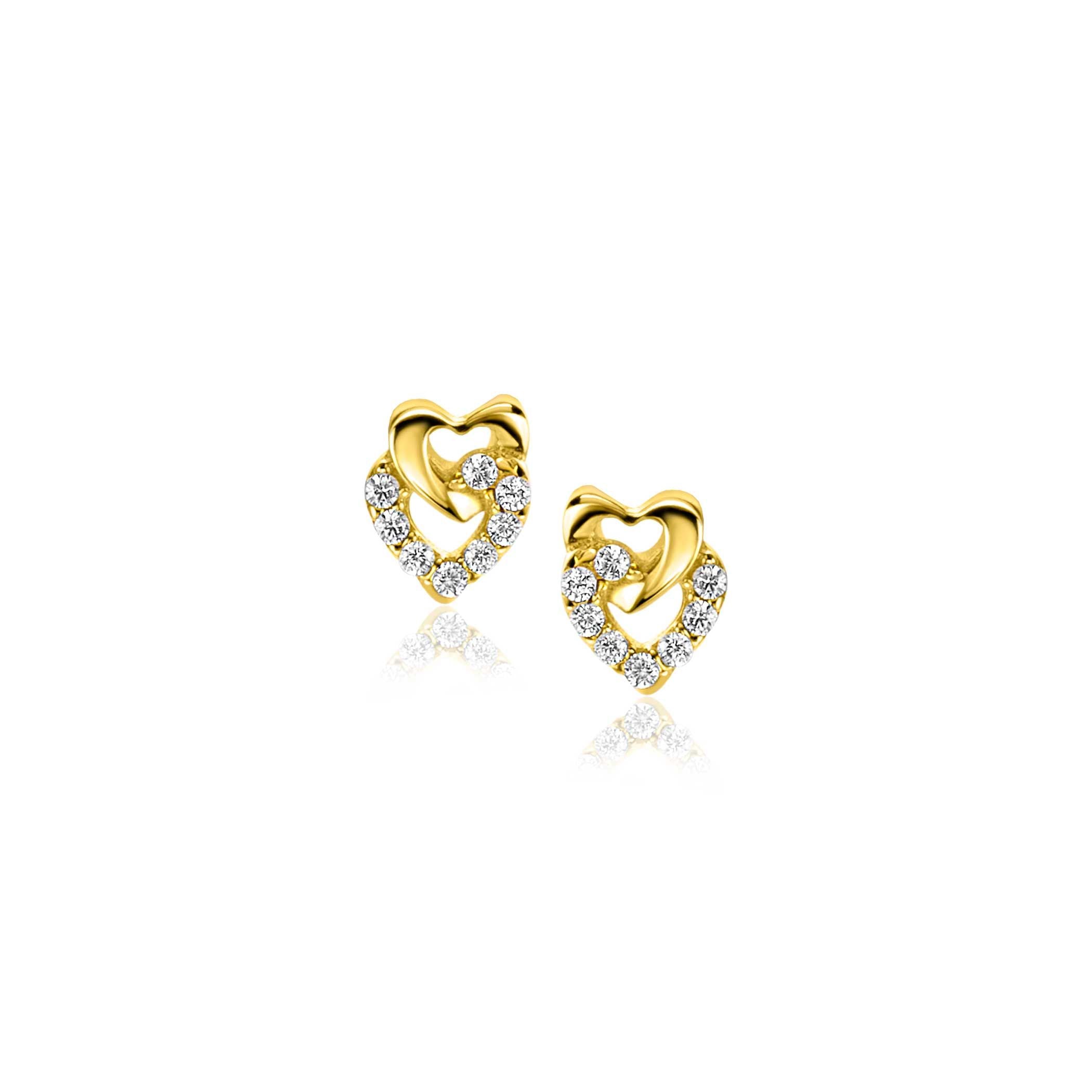 ZINZI 14K Gouden Oorknoppen met Witte Zirkonia ZGO472 oorbellen