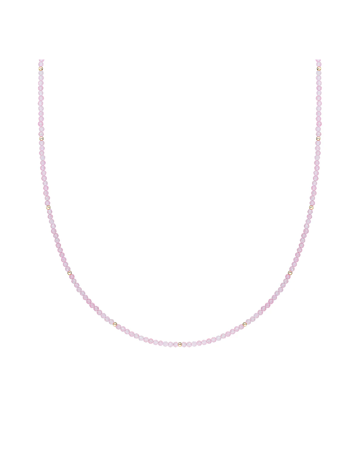 Sparkling Jewels Ketting 2mm Rozenkwarts 42cm +2cm NLK04G-G13 Goudkleurig