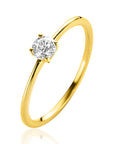 ZINZI Gold 14 krt gouden ring bezet met een ronde witte zirkonia in vierpootszetting (4mm) ZGR385 - PansiteNederland.nl