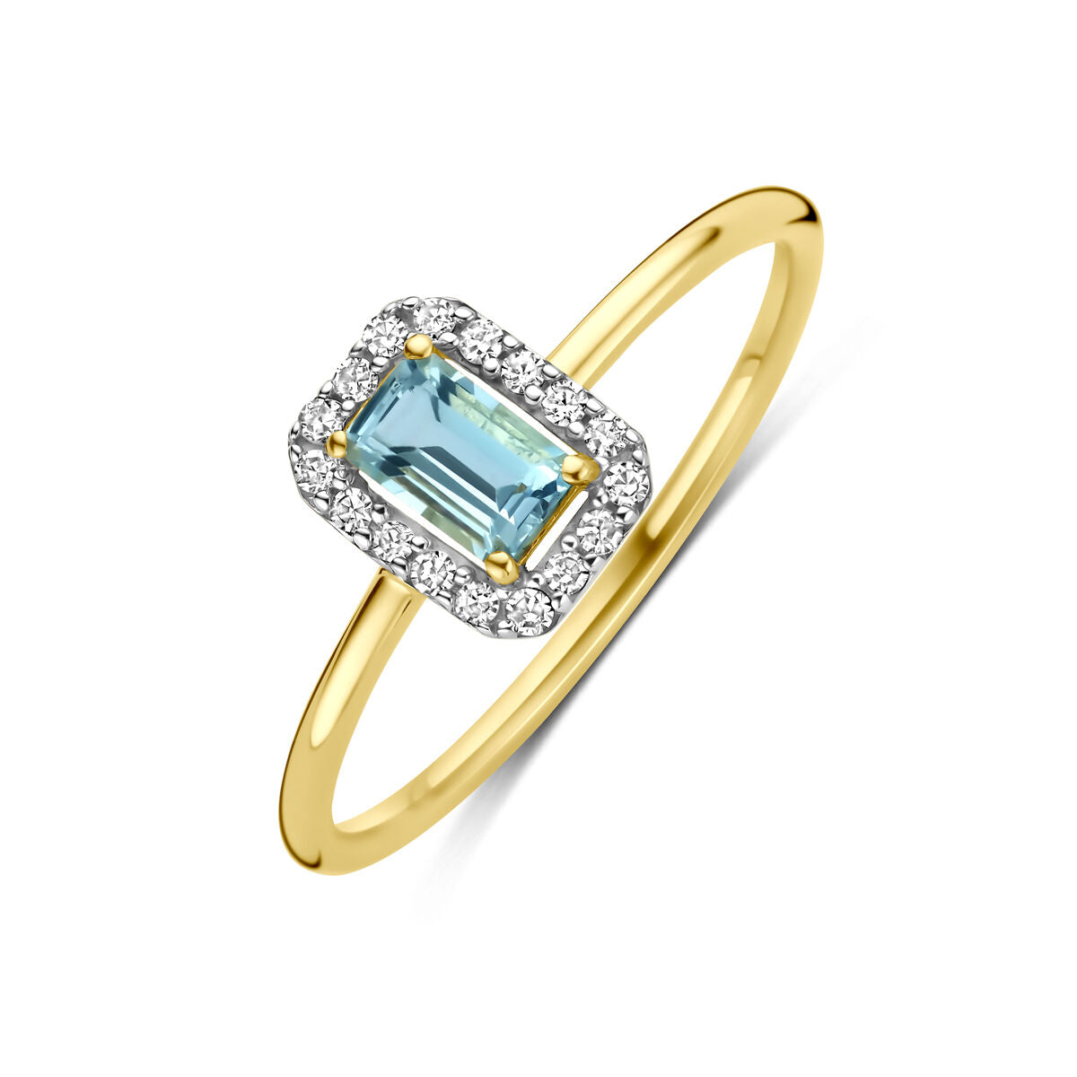 Fantasy Collection Ring aquamarijn en diamant 0.08ct h si 14K geelgoud
