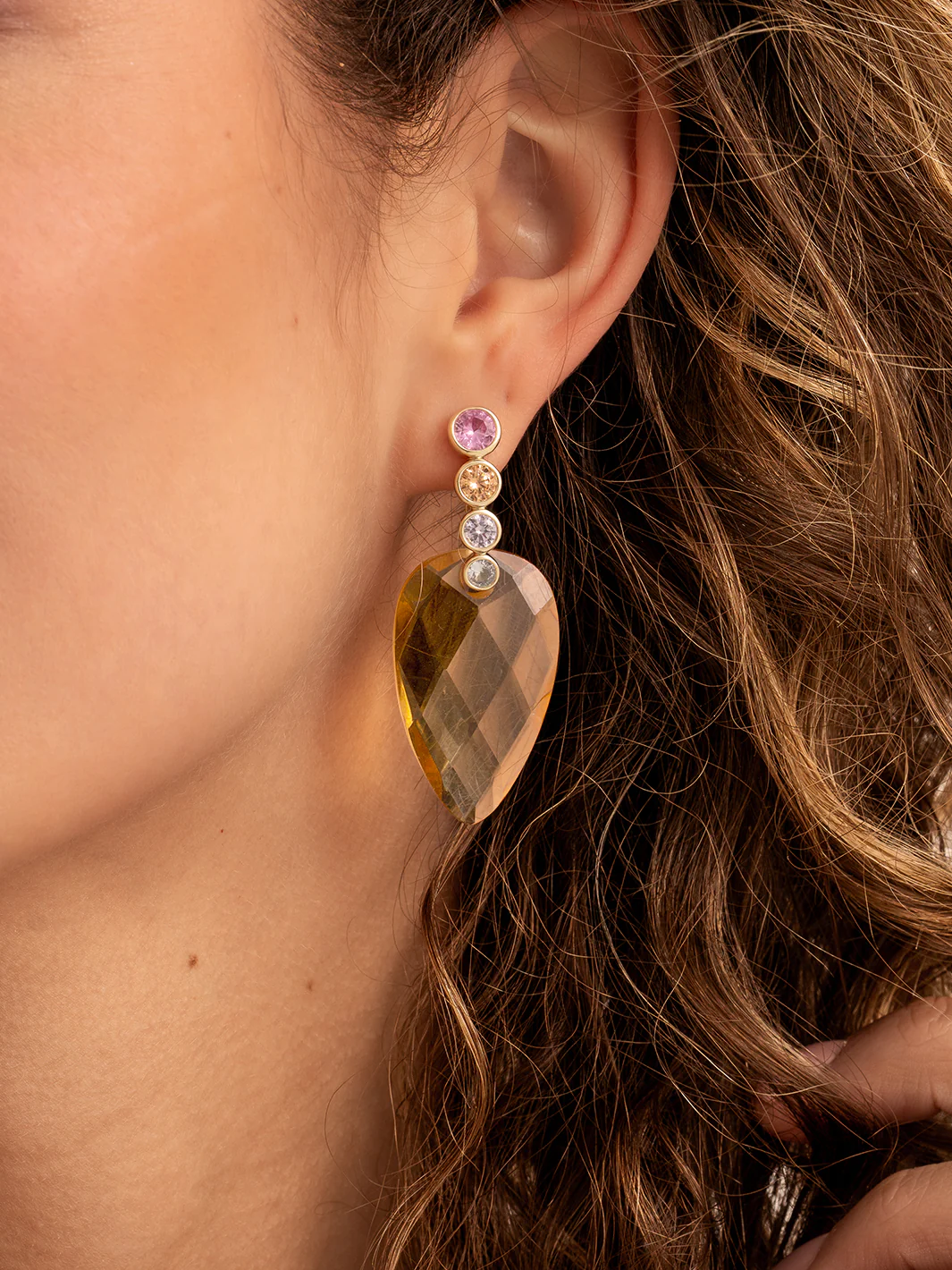 Sparkling Jewels Oorstenen | Blossom - Light Gold Citrine Quartz EAGEM65-BS - PansiteNederland.nl