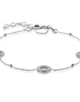 ZINZI zilveren armband met drie open rondjes & bolstructuur 17-20cm ZIA2704