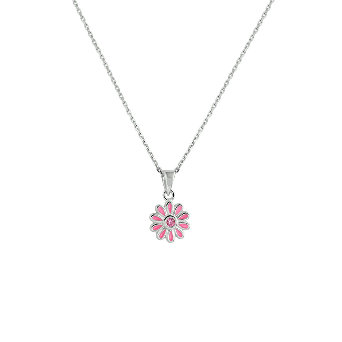Fantasy Collection Collier emaille bloem zirkonia 36 + 4 cm zilver