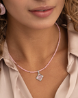 Sparkling Jewels ketting | 2mm Rose Quartz Silver - 42cm +2cm NLK04S-G13 - PansiteNederland.nl