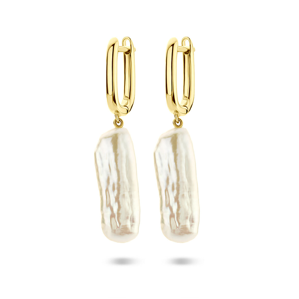 Zilveren vergulde geel klapoorringen parel 38 mm 1 micron - 2104038