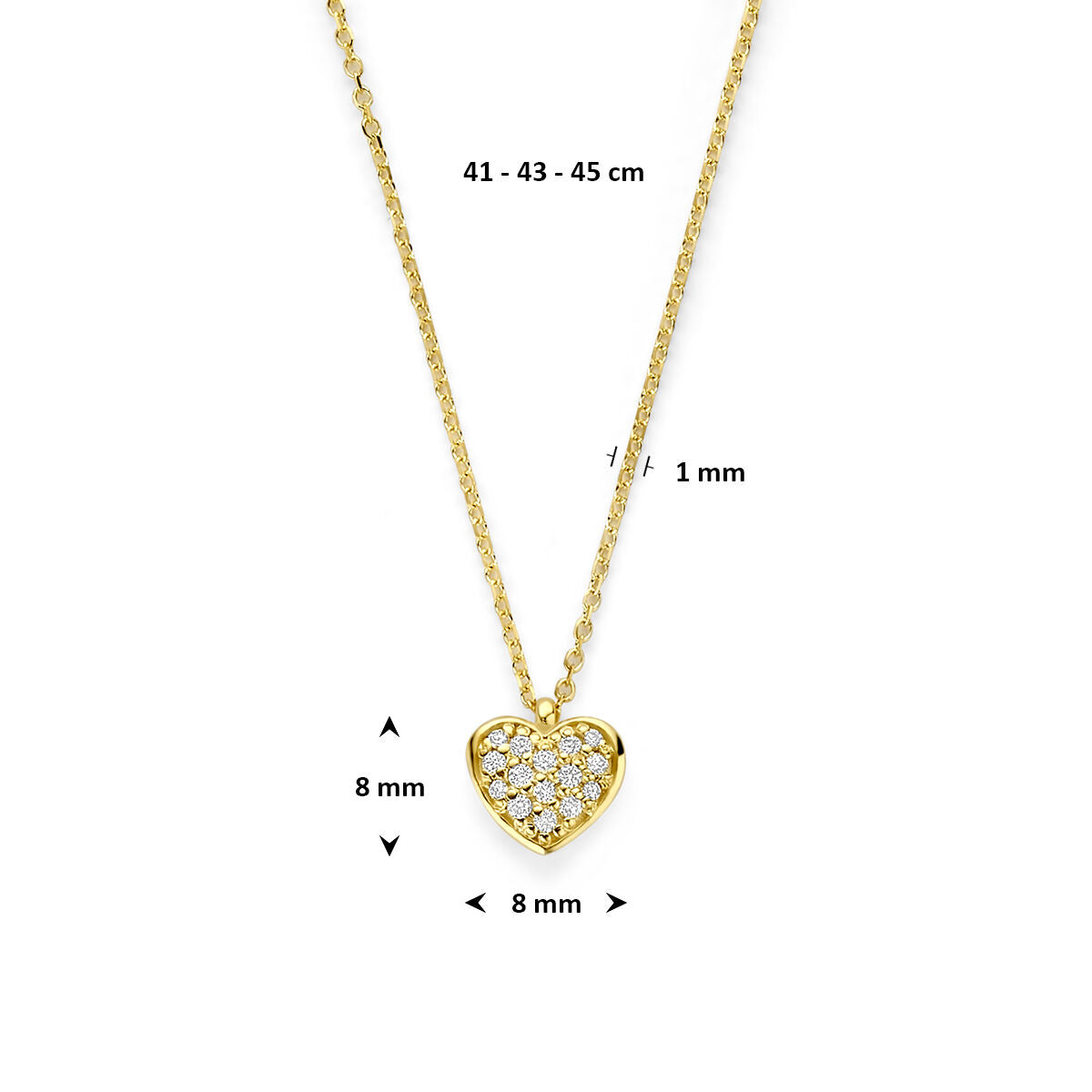 Fantasy Collection Collier hartje diamant 0.11ct h si 41 - 43 - 45 cm 14K geelgoud