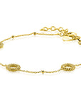 ZINZI gold plated armband met open rondjes & bolstructuur 17-20cm ZIA2704G