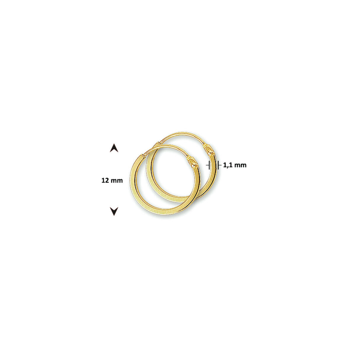 Fantasy Collection Oorbellen 1,1 mm vierkant 14K geelgoud
