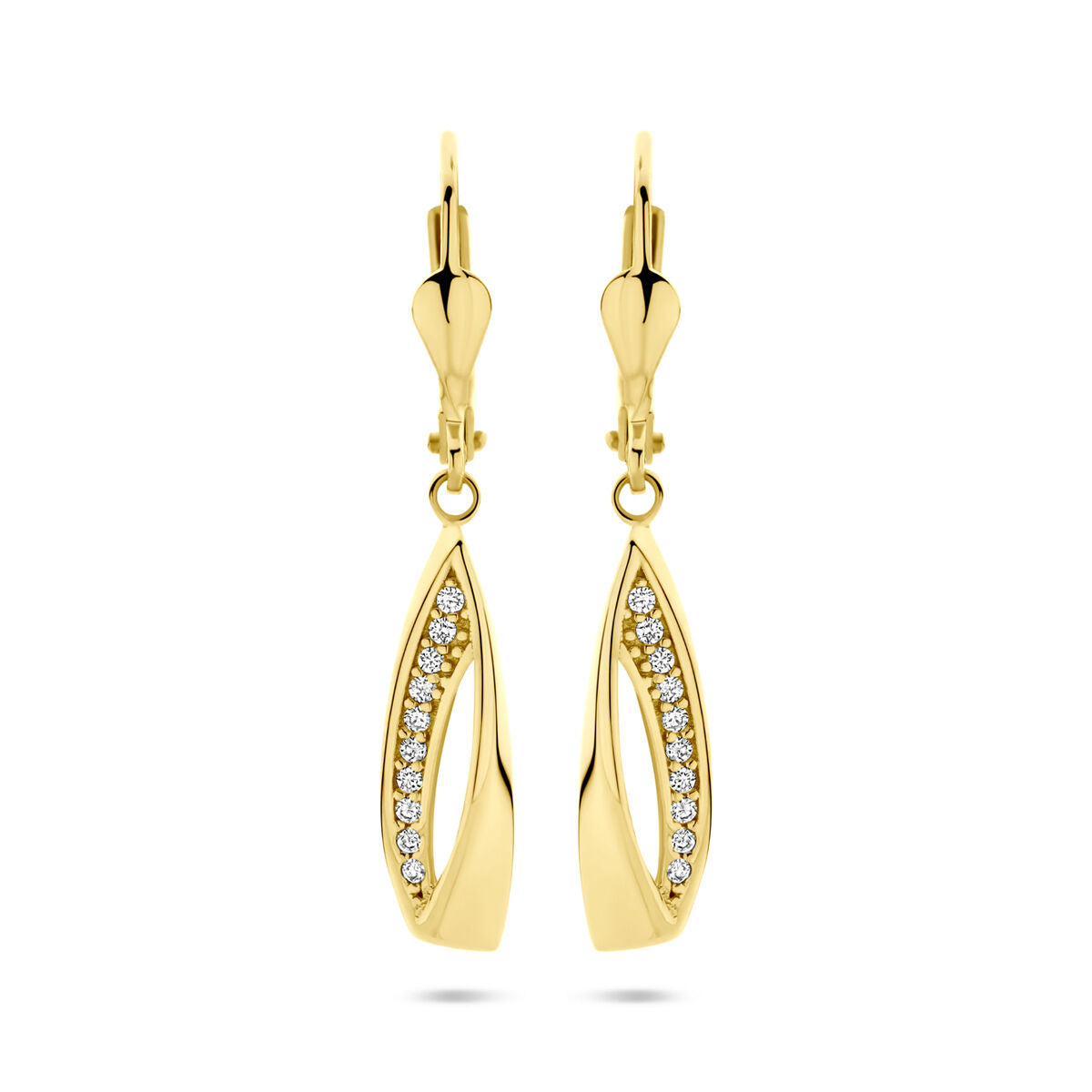 14K geelgouden oorhangers zirkonia brisur haak 33 mm - 4033655