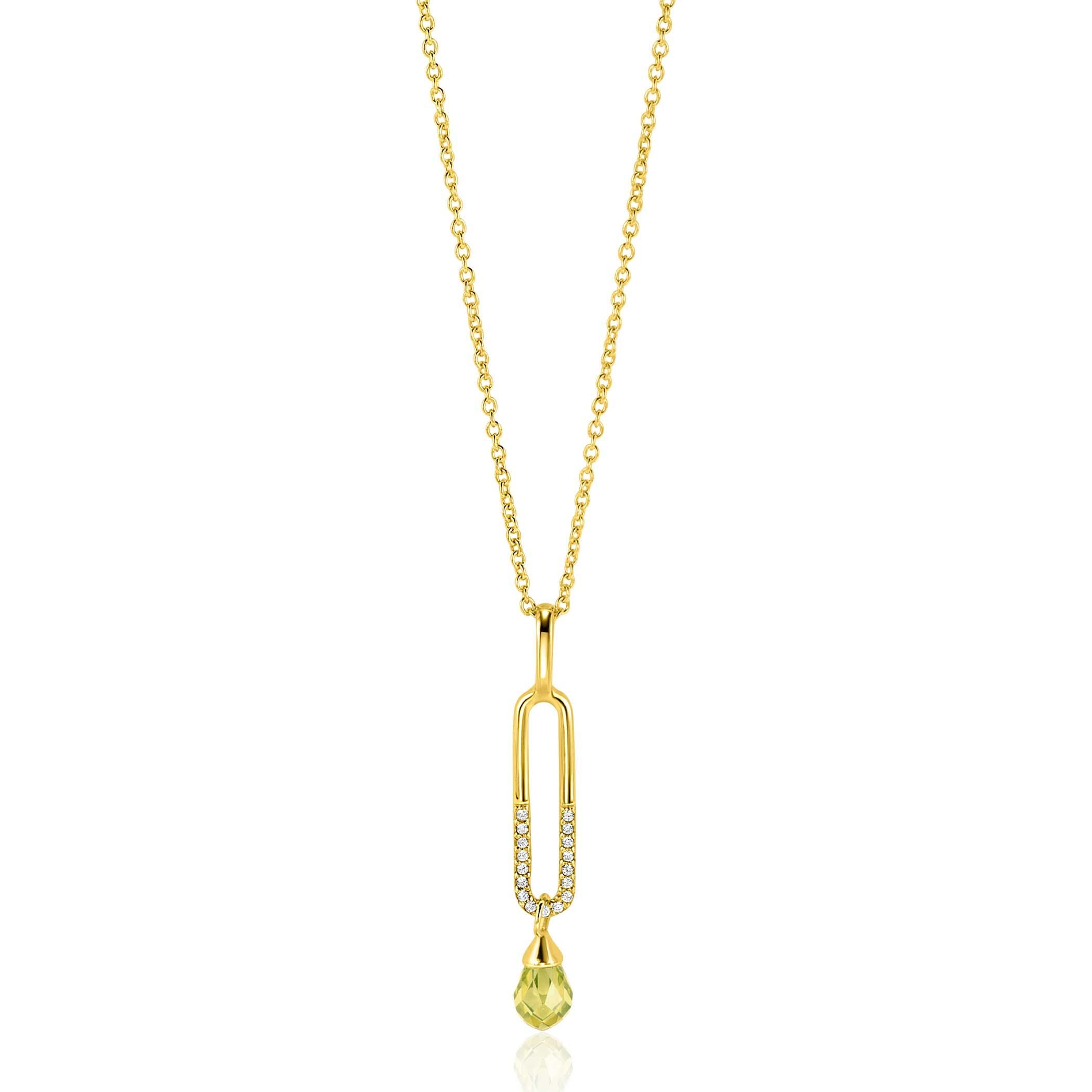 ZINZI Verguld Zilveren Hanger met Groene Peridot - ZIH2430