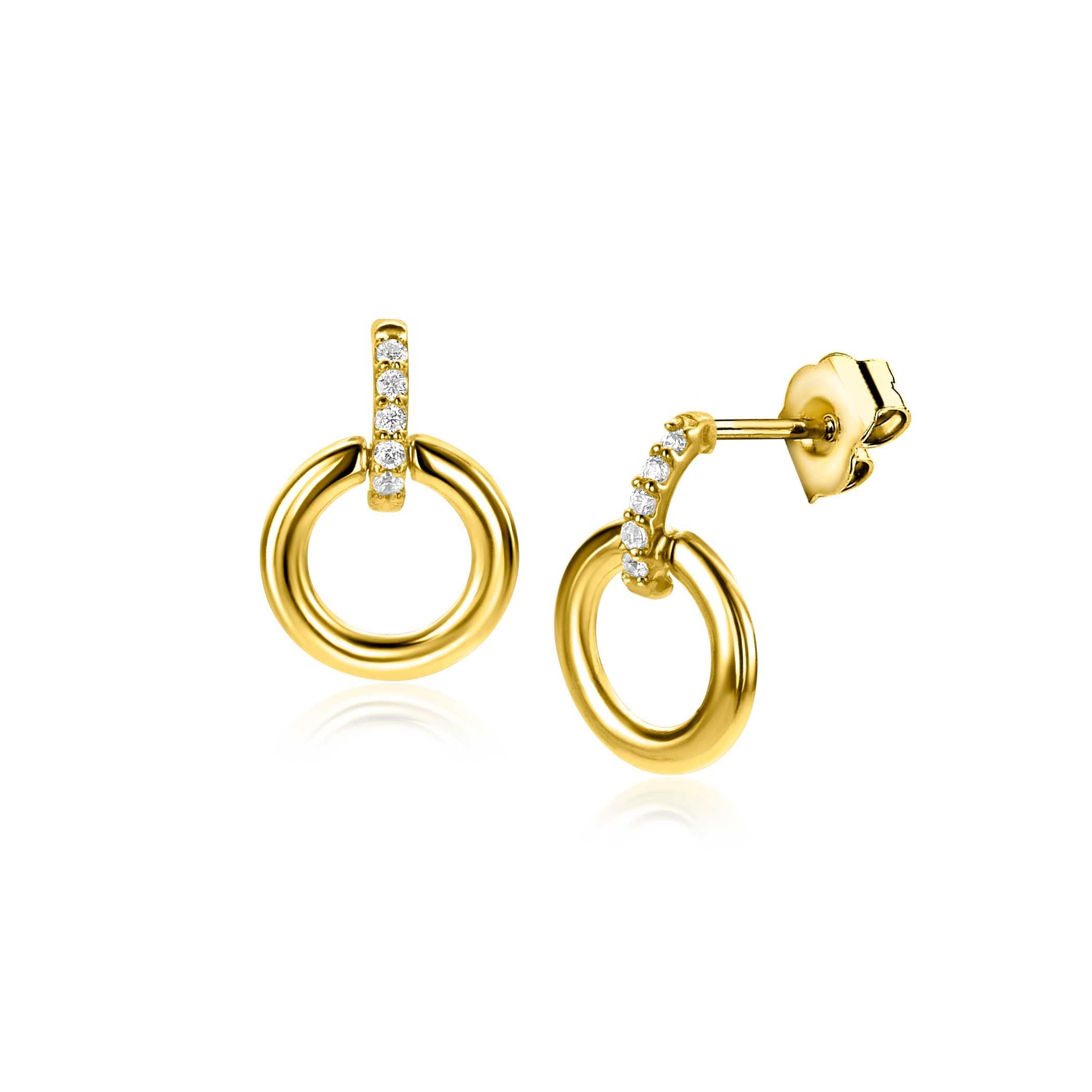 ZINZI 14K Gouden Oorknoppen met Witte Zirkonia ZGO512