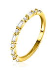ZINZI Gold 14 karaat gouden ring 1,7mm breed, afwisselend bezet met baquette geslepen zirkonia's en ronde witte zirkonia's ZGR403 - PansiteNederland.nl