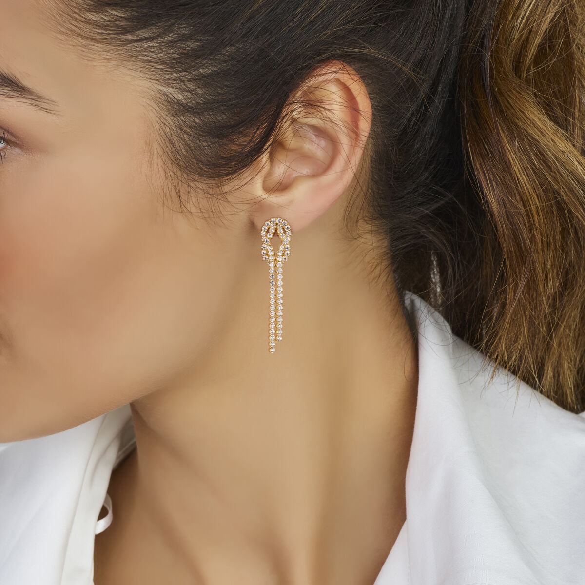 Zilveren vergulde geel oorhangers zirkonia 53 mm 1 micron - 2104060