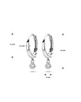 Zilveren gerhodineerde klapoorringen zirkonia 16 mm - 1340476
