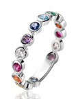 ZINZI zilveren aanschuifring met regenboog kleurstenen in ronde kastzettingen 3mm breed ZIR2599 - PansiteNederland.nl