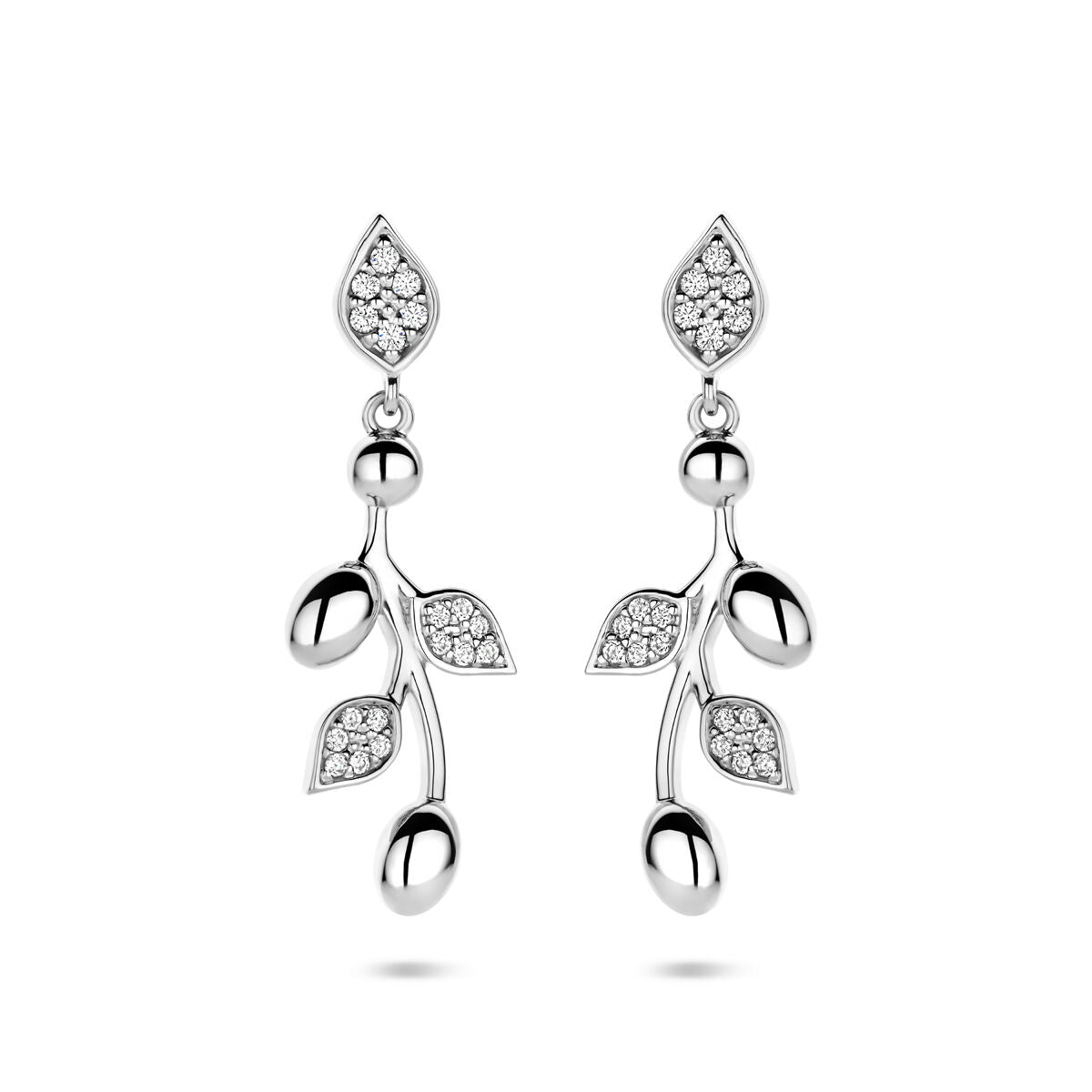 Zilveren gerhodineerde oorhangers zirkonia 30 mm - 1340983