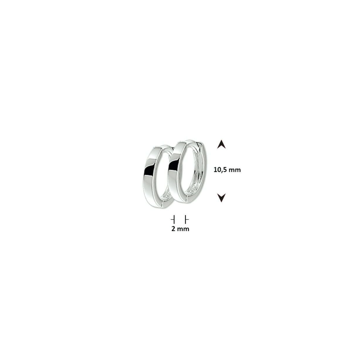 Fantasy Collection Oorbellen 2 mm vlak zilver