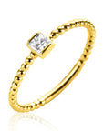 ZINZI Gold 14 krt gouden ring met bolletjes scheen en bezet met een ronde witte zirkonia in vierkante zetting van 3,5mm ZGR310 - PansiteNederland.nl