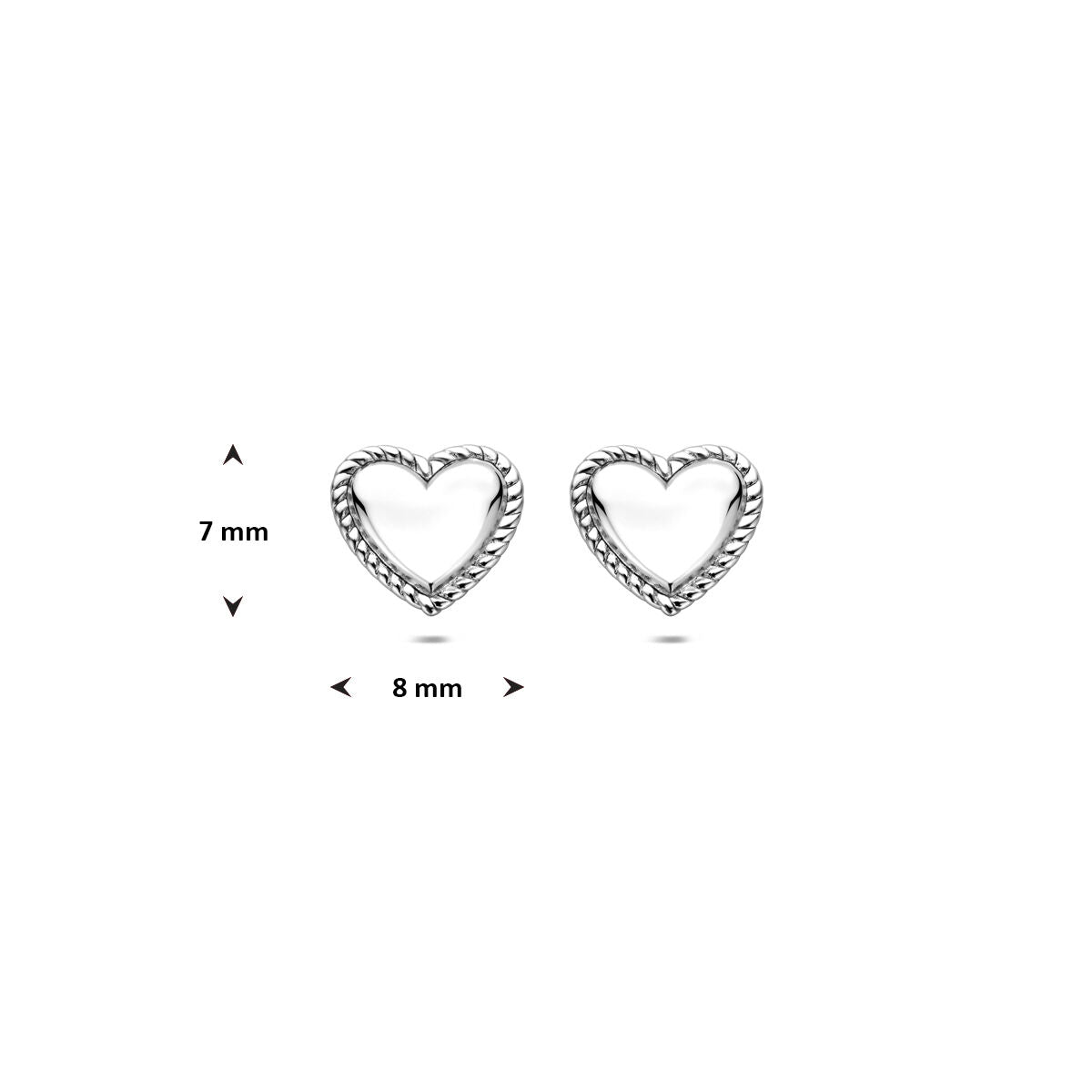 Fantasy Collection Oorbellen hartjes 7 mm zilver