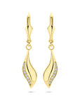 14K geelgouden oorhangers zirkonia brisur haak 32 mm - 4033656