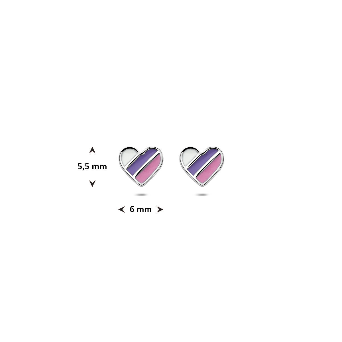 Fantasy Collection Oorbellen emaille hartje 5.5 mm zilver