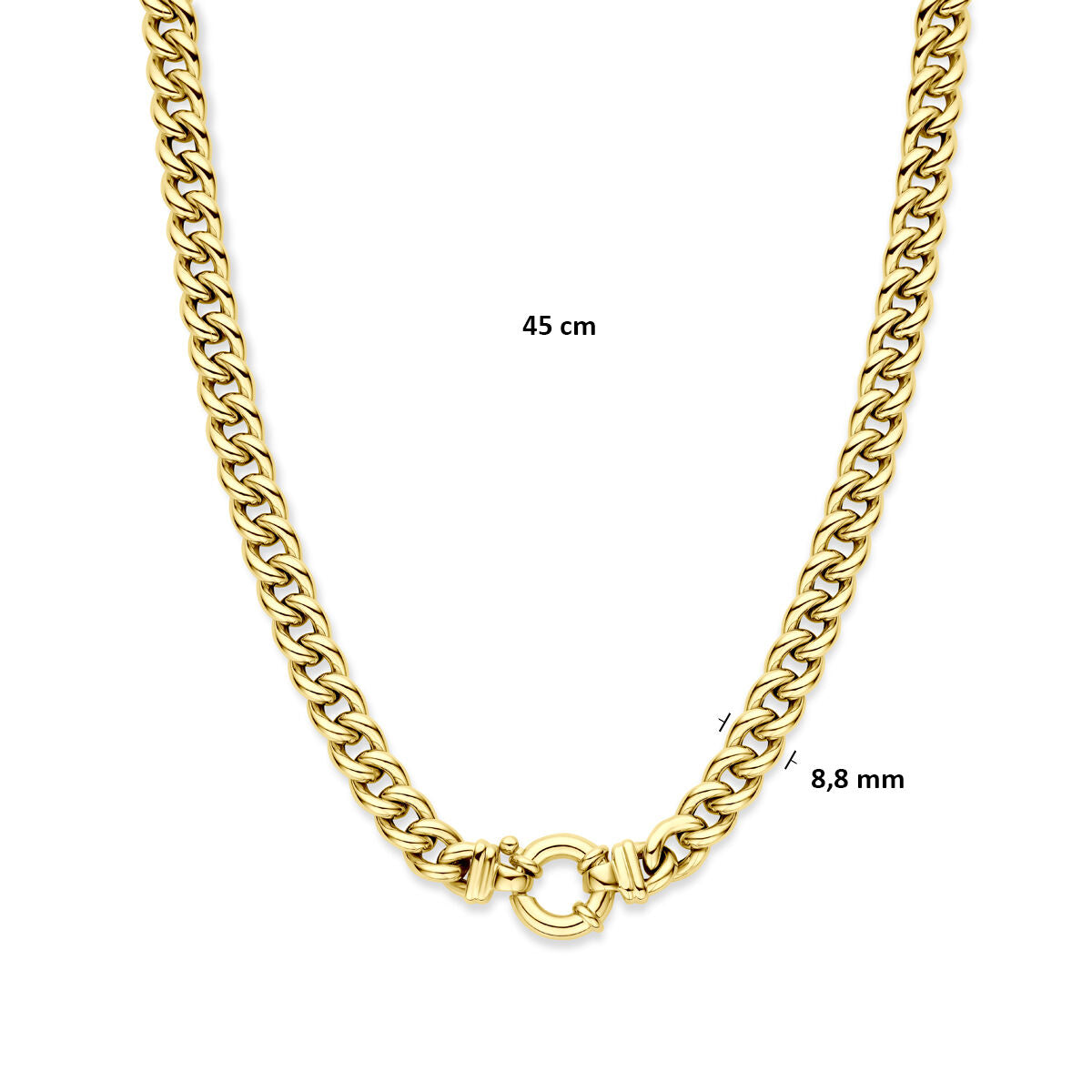 Fantasy Collection Collier gourmette 9 mm 45 cm met groot veerslot 14K geelgoud