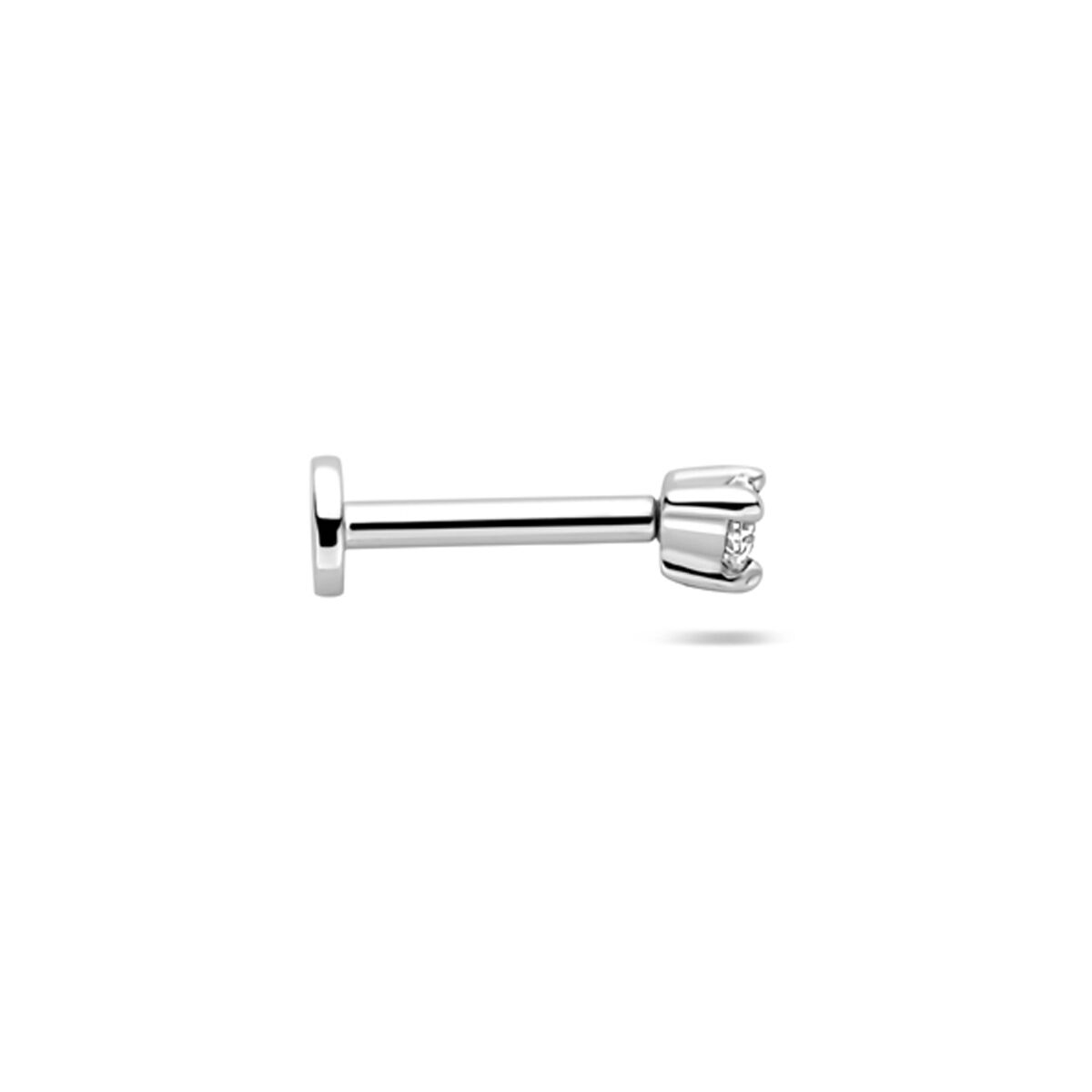 Zilveren gerhodineerde flat back piercing zirkonia 3,0 x 2,5 mm - 1340819