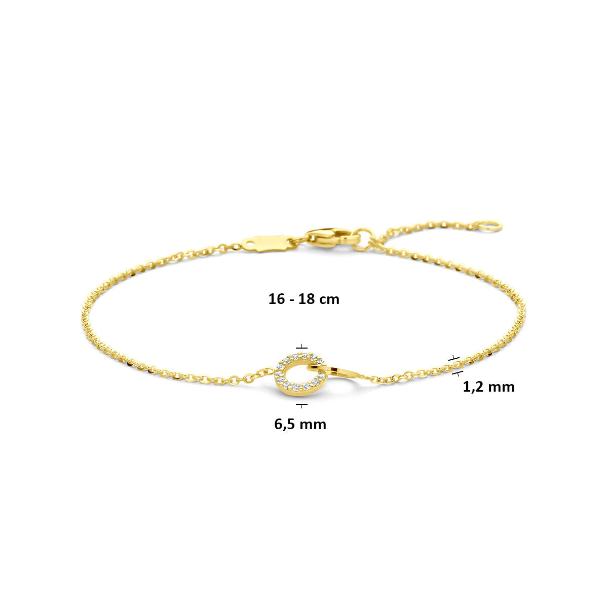 Fantasy Collection Armband zirkonia 16 - 18 cm 14K geelgoud