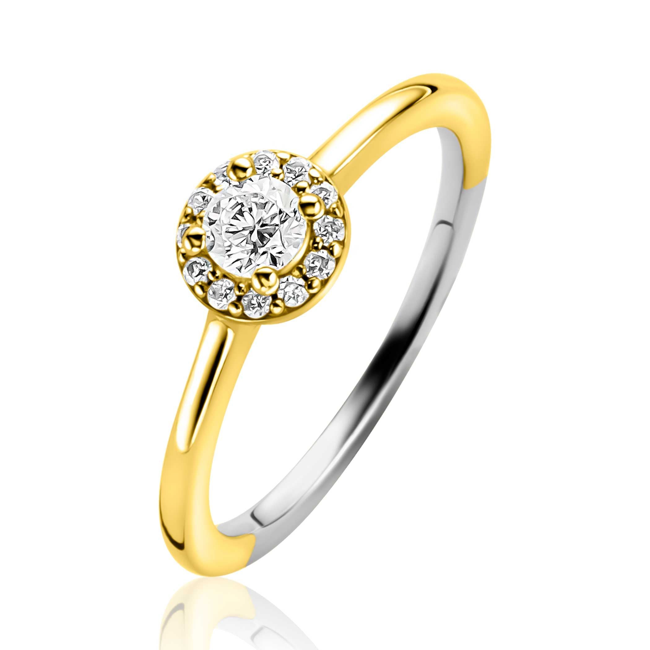 ZINZI Verguld Zilveren Ring met Witte Zirkonia - ZIR2697Y