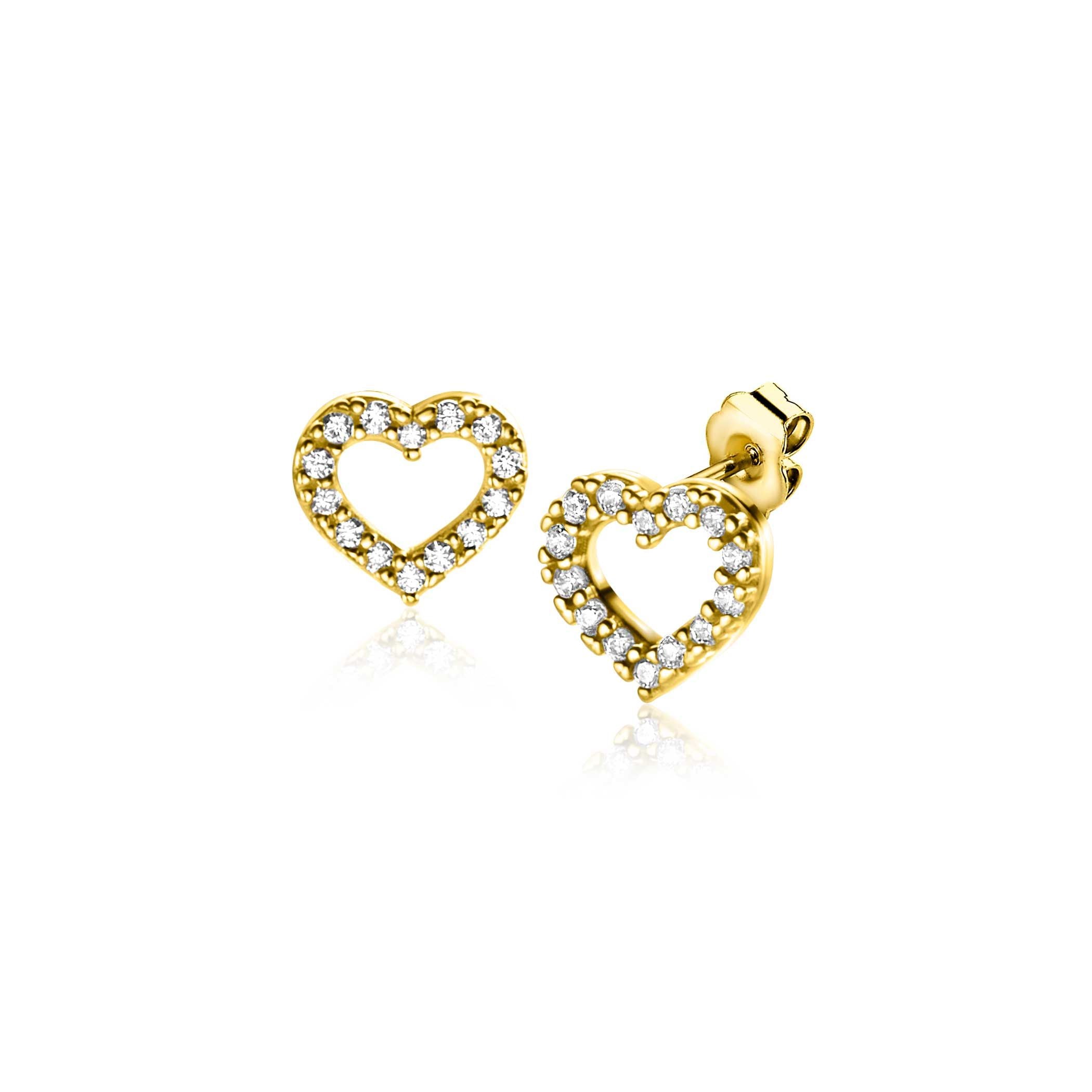 ZINZI 14K Gouden Oorknoppen met Witte Zirkonia ZGO450 oorbellen