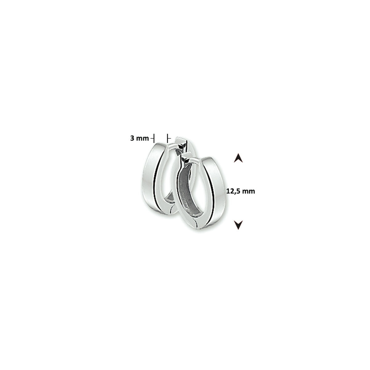 Fantasy Collection Oorbellen 3 mm vlak zilver