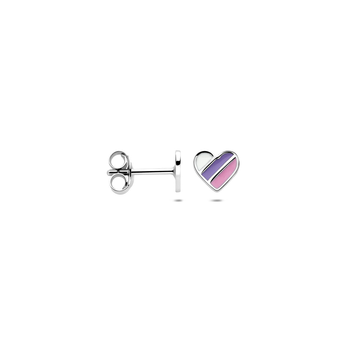 Fantasy Collection Oorbellen emaille hartje 5.5 mm zilver