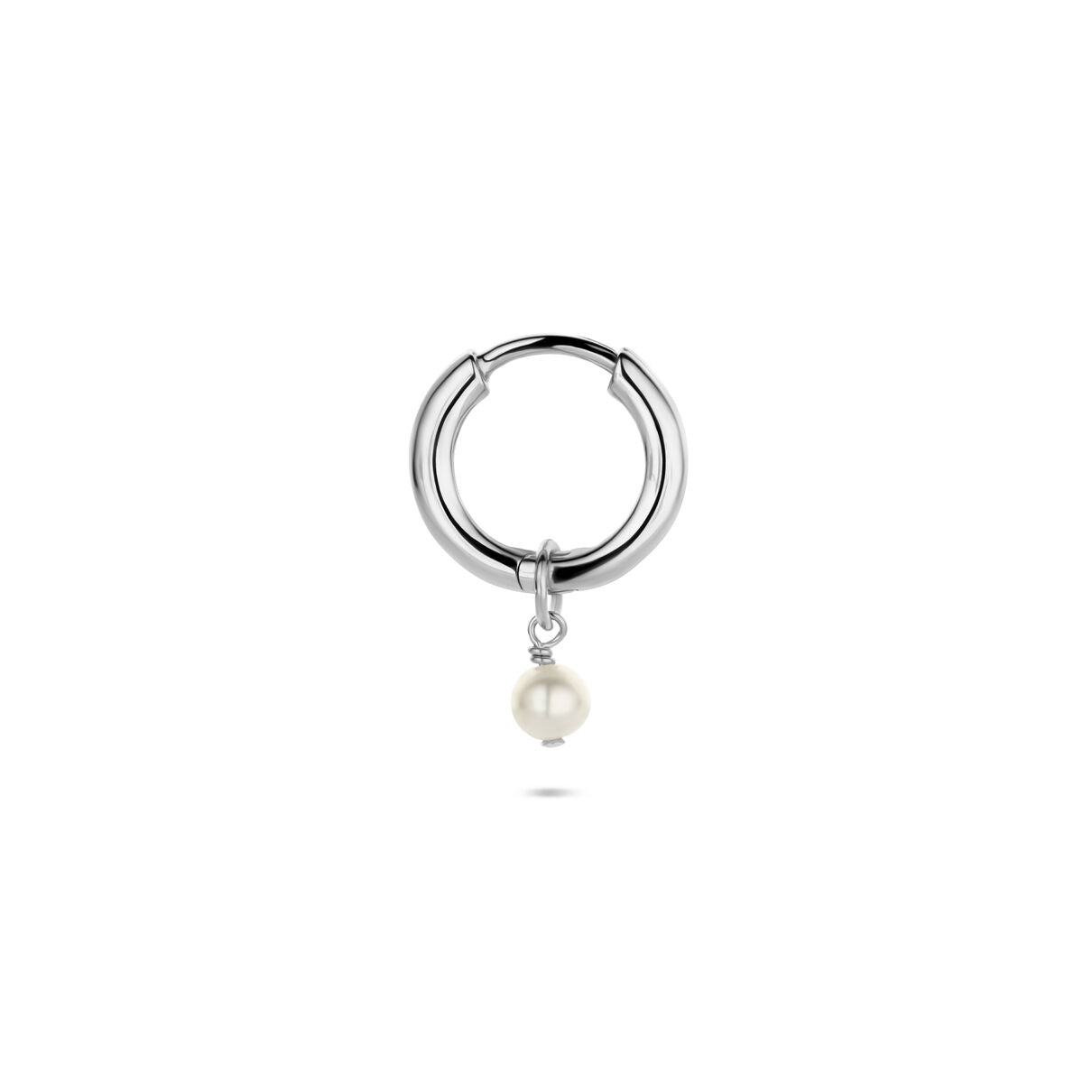 Zilveren gerhodineerde oorring parel per stuk 10 mm - 1341011