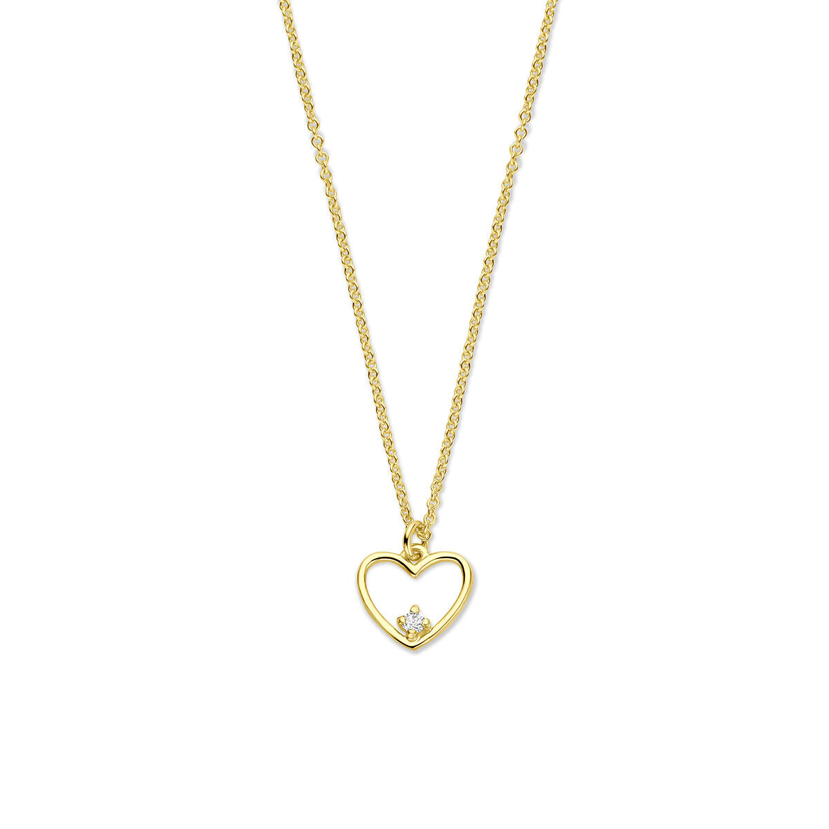 Fantasy Collection Collier hartje diamant 0.02ct h si 40 + 4 cm 14K geelgoud
