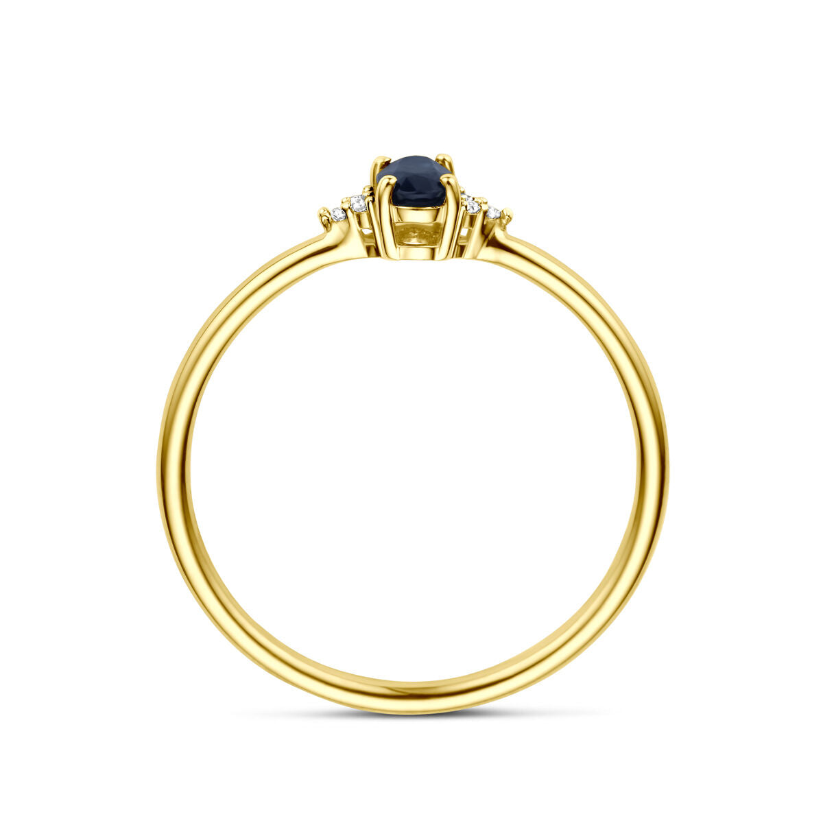 Fantasy Collection Ring saffier en diamant 0.02ct h si 14K geelgoud