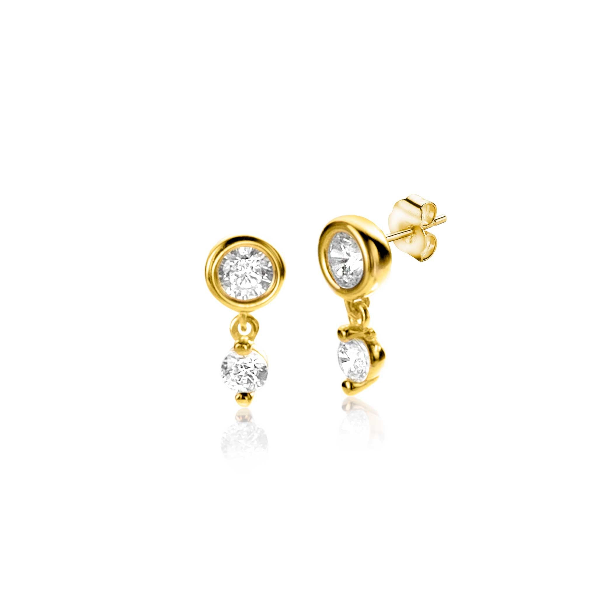 ZINZI 14K Gouden Oorknoppen met Witte Zirkonia ZGO371 oorbellen