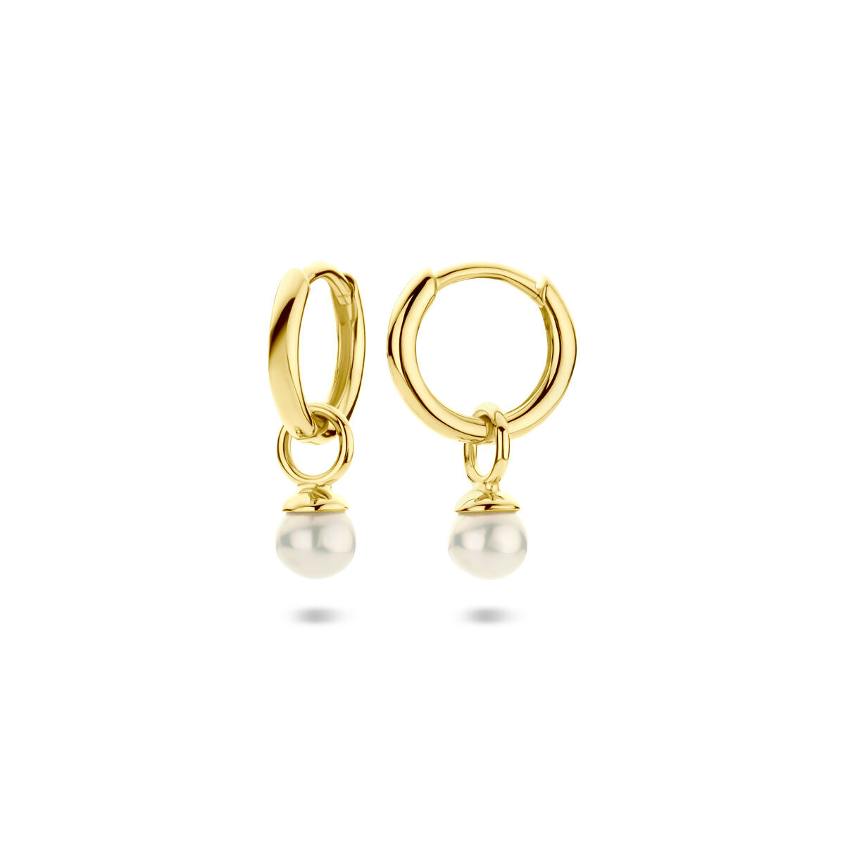 Zilveren vergulde geel klapoorringen parel 18 mm 1 micron - 2104042