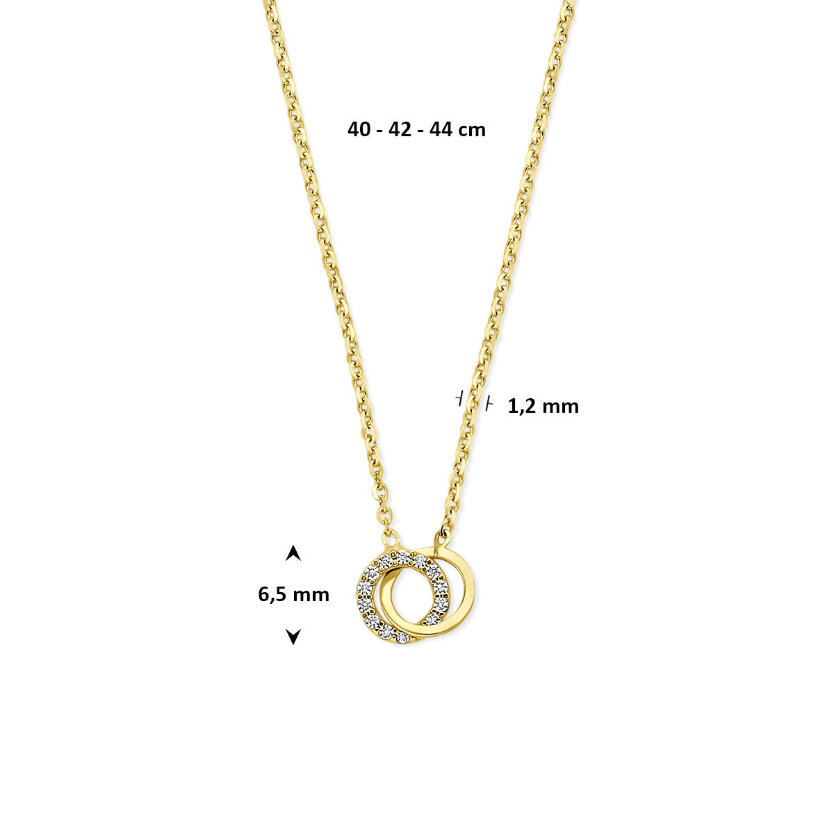 Fantasy Collection Collier zirkonia 40 - 42 - 44 cm 14K geelgoud