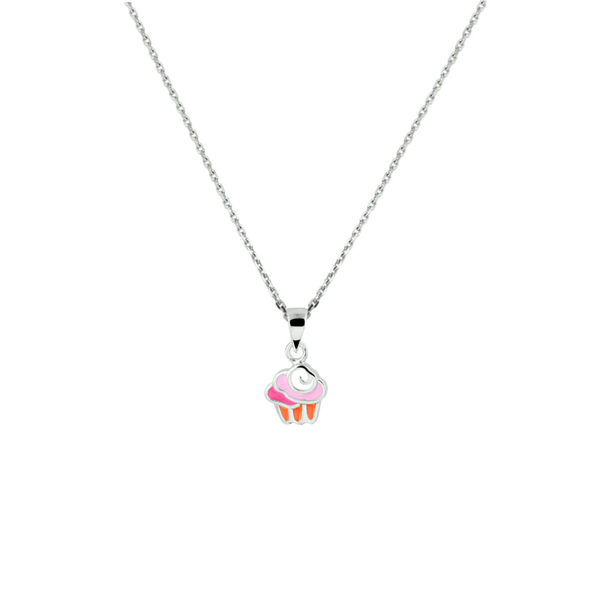Fantasy Collection Collier cupcake emaille 36 + 4 cm zilver