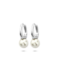 Zilveren gerhodineerde klapoorringen parel 15 mm - 1341127