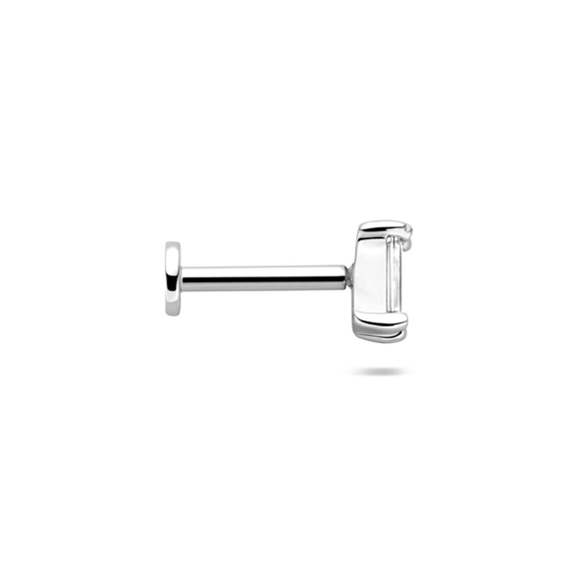 Zilveren gerhodineerde flat back piercing zirkonia 4,5 x 3,0 mm - 1340822