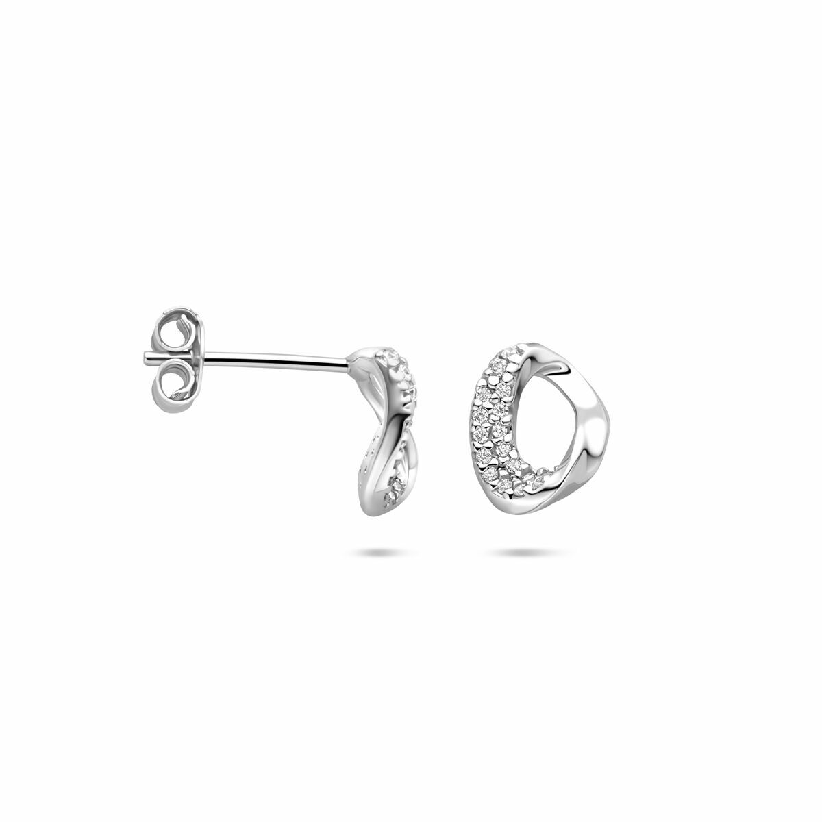 Zilveren gerhodineerde oorknoppen zirkonia 9 mm - 1341027