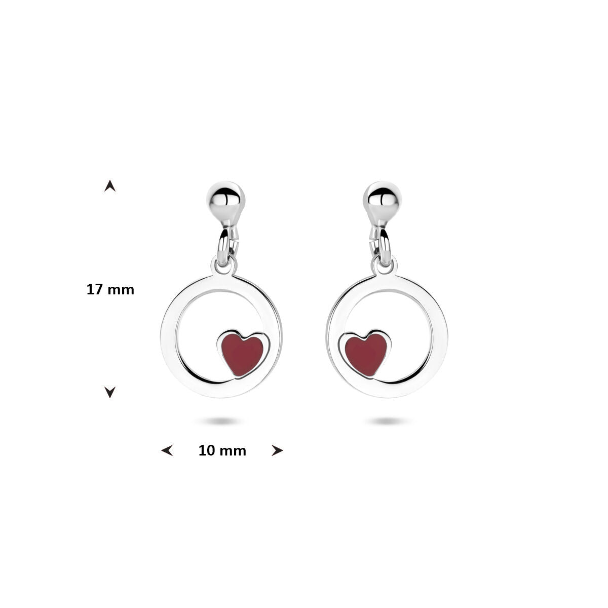 Zilveren gerhodineerde oorhangers hartje 17 mm - 1341862