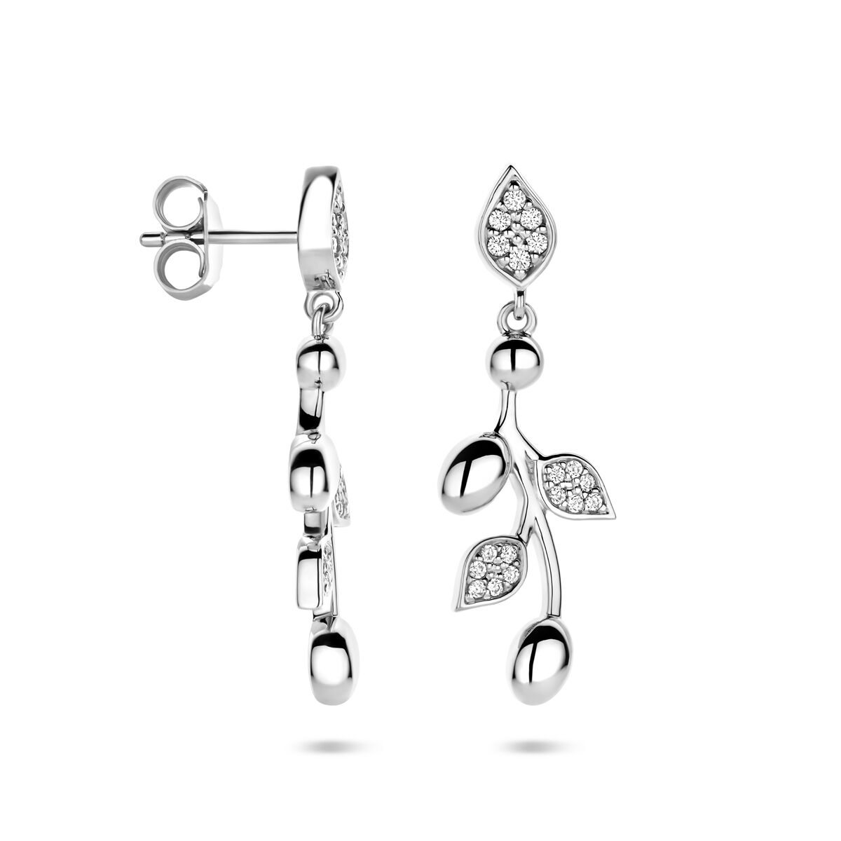 Zilveren gerhodineerde oorhangers zirkonia 30 mm - 1340983