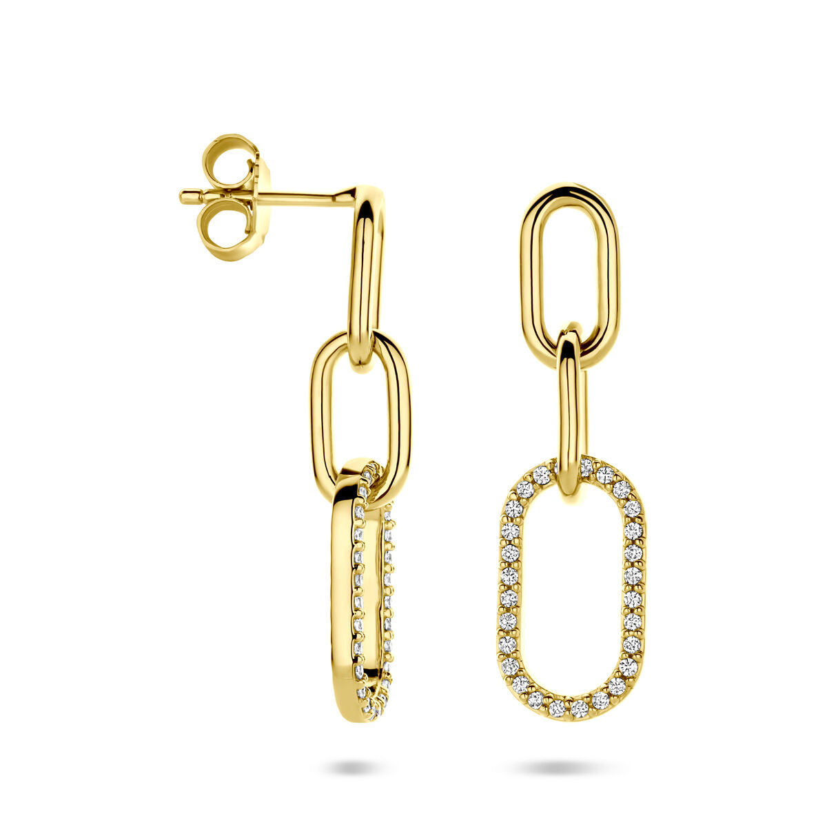 Zilveren vergulde geel oorhangers zirkonia 30 mm 1 micron - 2104029