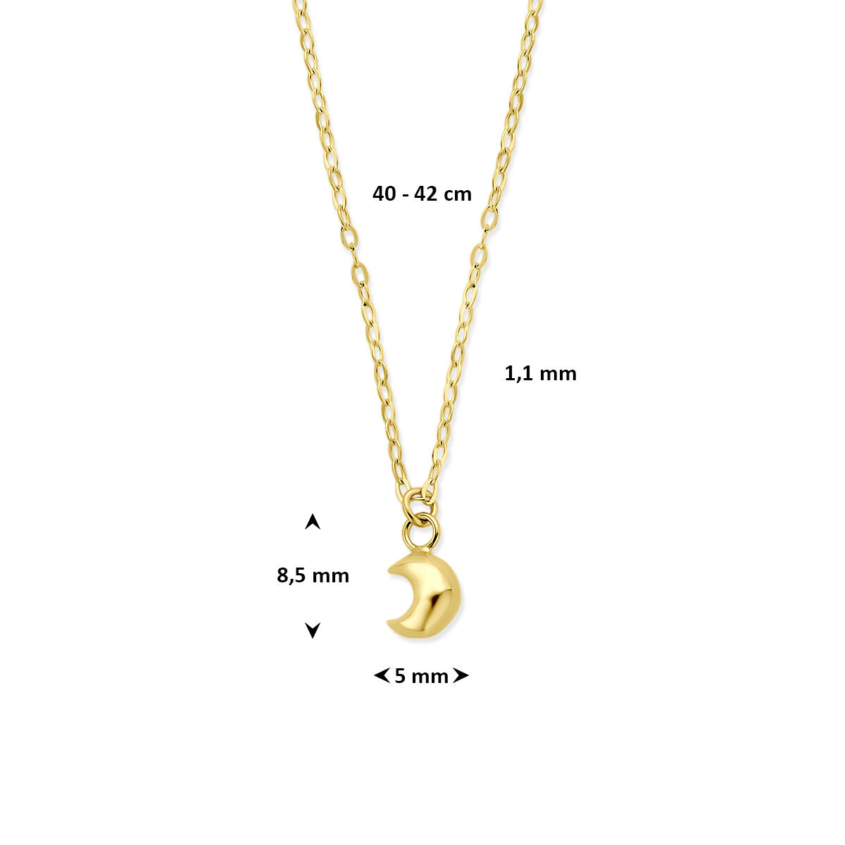 Fantasy Collection Collier maan 40 - 42 cm 14K geelgoud