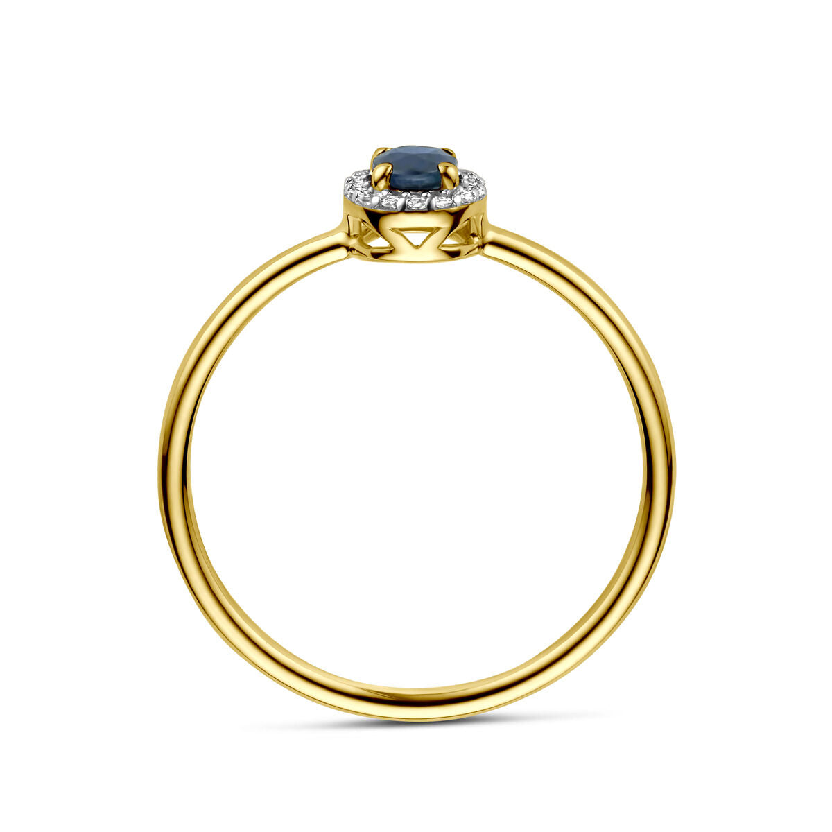 Fantasy Collection Ring saffier en diamant 0.05ct h si 14K geelgoud