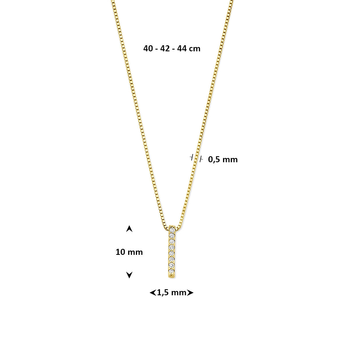 Fantasy Collection Collier lab grown diamant 0.04ct g vs 40 - 42 - 44 cm 14K geelgoud
